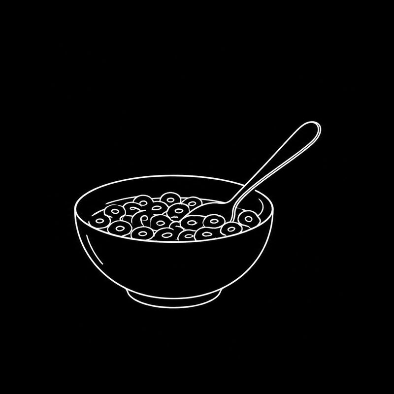 Line drawing of a bowl of cereal